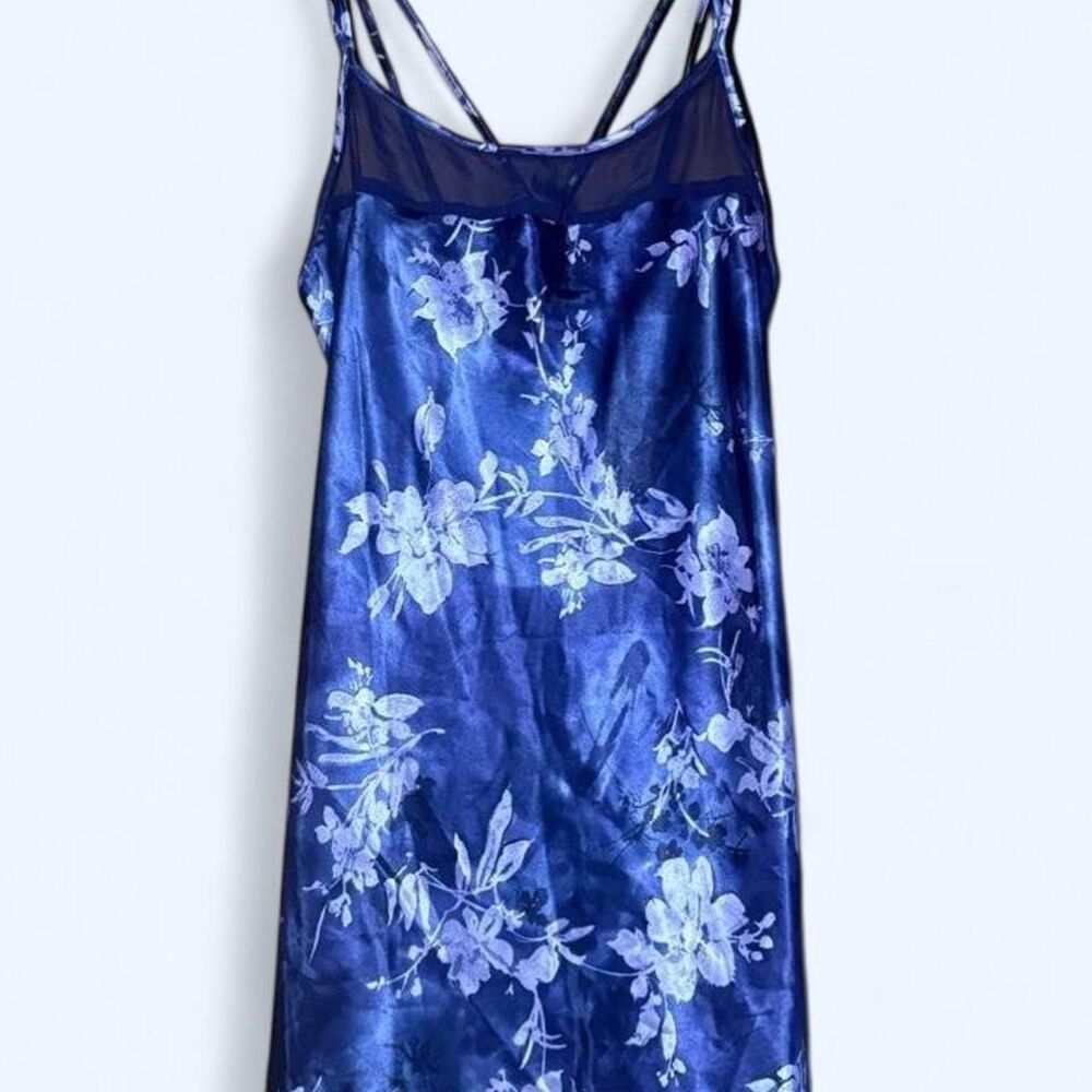 Vintage 90s Purple Floral Slip Dress- Size Medium- Fairy Y2K